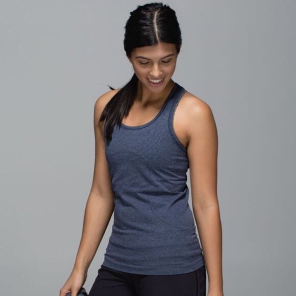 lululemon athletica Tops - Lululemon Women’s 4 Swiftly Tech Racerback Tank Top‎ Heathered Deep Navy Stripe
